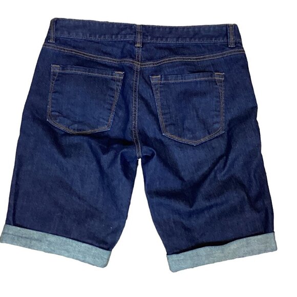 LOFT Modern Denim Jean Bermuda Walking Shorts Sz 2 Dark Wash Blue 289E - Picture 3 of 9